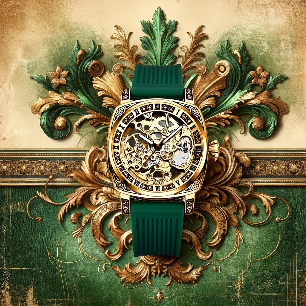 VerdeMontre Mechanical Watch - Luxury Square Automatic Green Strap
