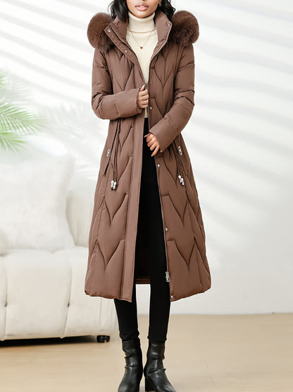 Damenmantel in Übergröße, knielang, neue Wintermode, schmal geschnitten, mit Kapuze und dickem Futter, Winterjacke für Damen in Übergröße, leichte Wintermäntel für Damen mit Taschen, Jacke für Damen in Übergröße