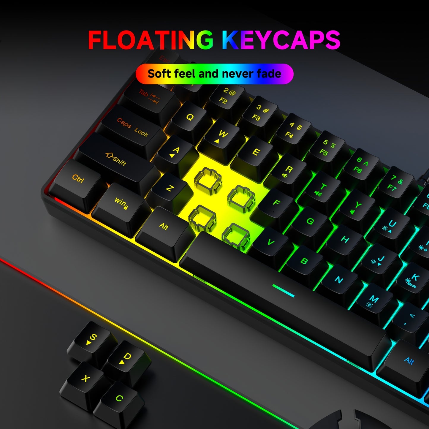 GOTBAT 60% Gaming Keyboard - Mini RGB Backlit 61 Key