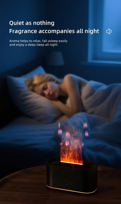 USB Flame Aroma Diffuser - Essential Oil Humidifier with Nightlight