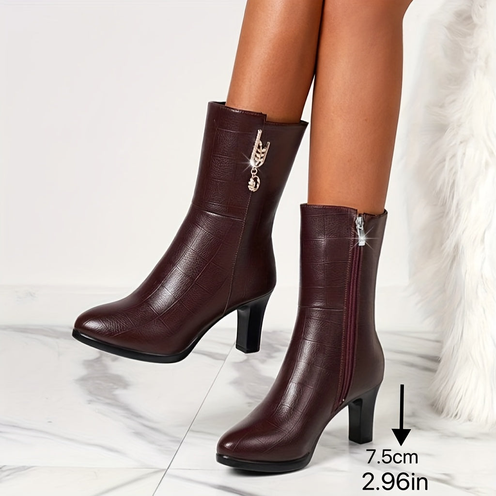 Women's Winter Boots - Platform Heel Side Zipper