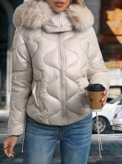 Women's Winter Puffer Jacket - Hooded Elegant Warm Coat