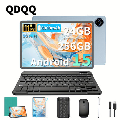 QDDQ Android 15 Tablet 11" - 24GB RAM 256GB 8000mAh Dual Camera