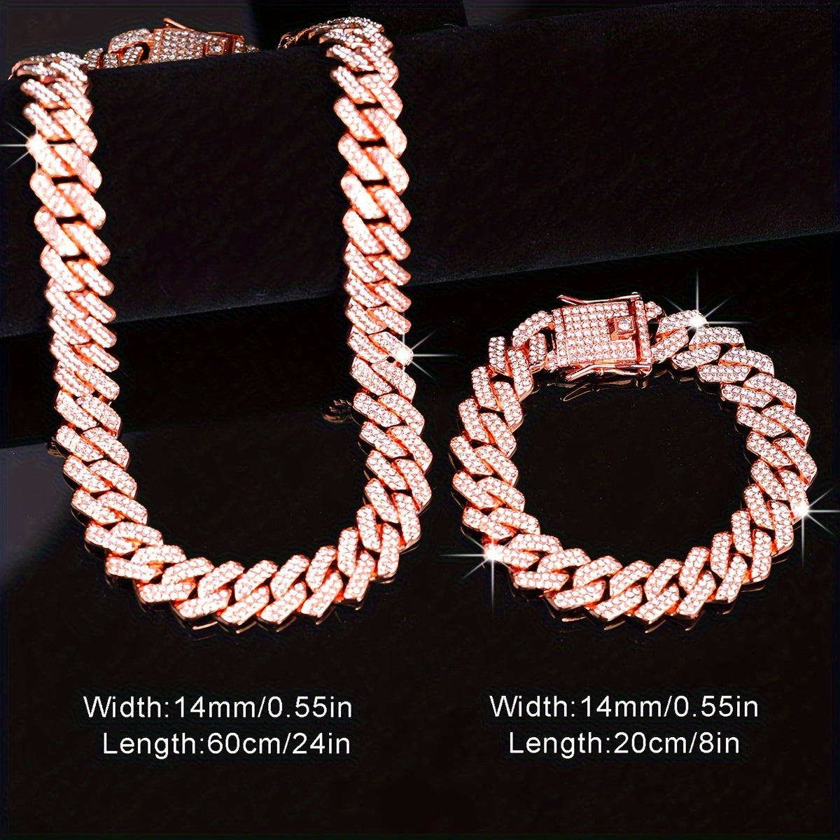 2pcs Necklace + Bracelet Set - Punk Hip Hop Chain Unisex