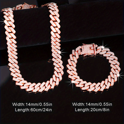 2pcs Necklace + Bracelet Set - Punk Hip Hop Chain Unisex