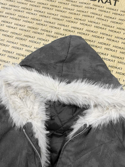 Hooded Warm Jacket with Fur Collar