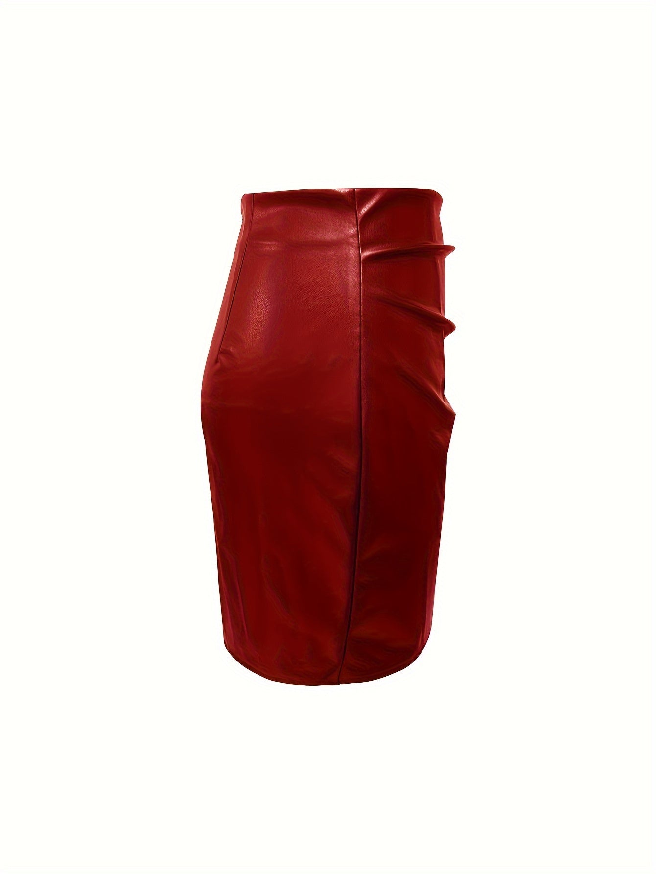Women's Elegant PU Leather Skirt - Solid Color Half Skirt