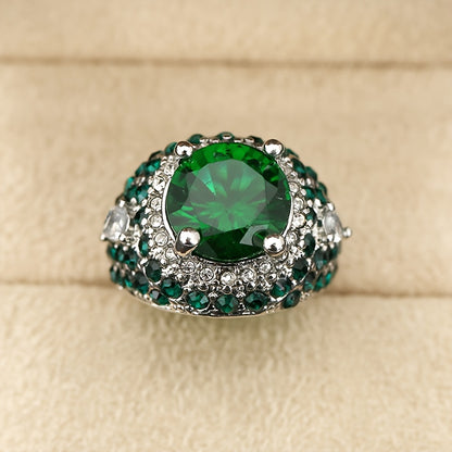 Luxurious Ring - Round Green Cubic Zirconia