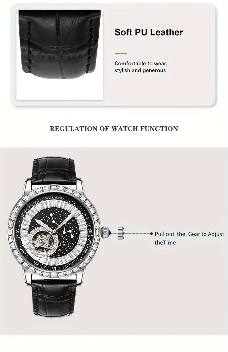 VerdeMontre Black Swan Watch - Rhinestone Luminous Unisex