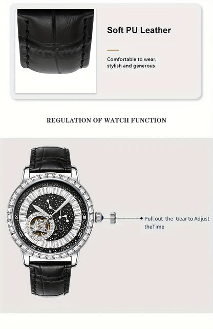 VerdeMontre Black Swan Watch - Rhinestone Luminous Unisex