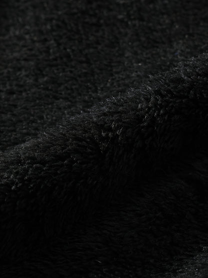 Men's Vintage Plush Jacket - Geometric Pattern with Faux Fur