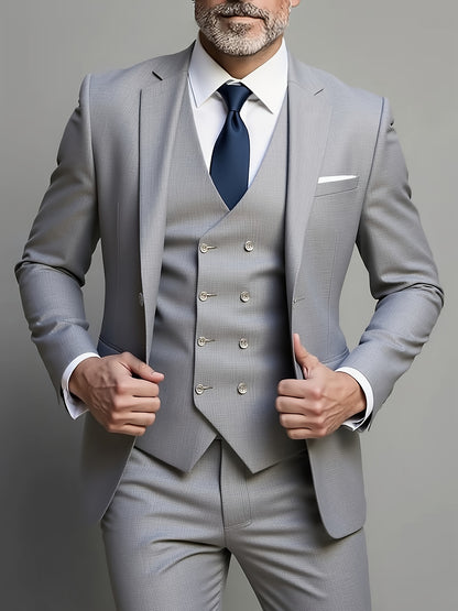 Men's 3pcs Suit Set - Blazer Vest Pants Elegant