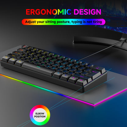 GOTBAT 60% Gaming Keyboard - Mini RGB Backlit 61 Key