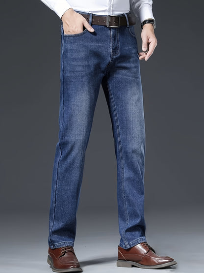 ESDVQ Men's Winter-Thickened Stretch Jeans - Warm Straight-Leg