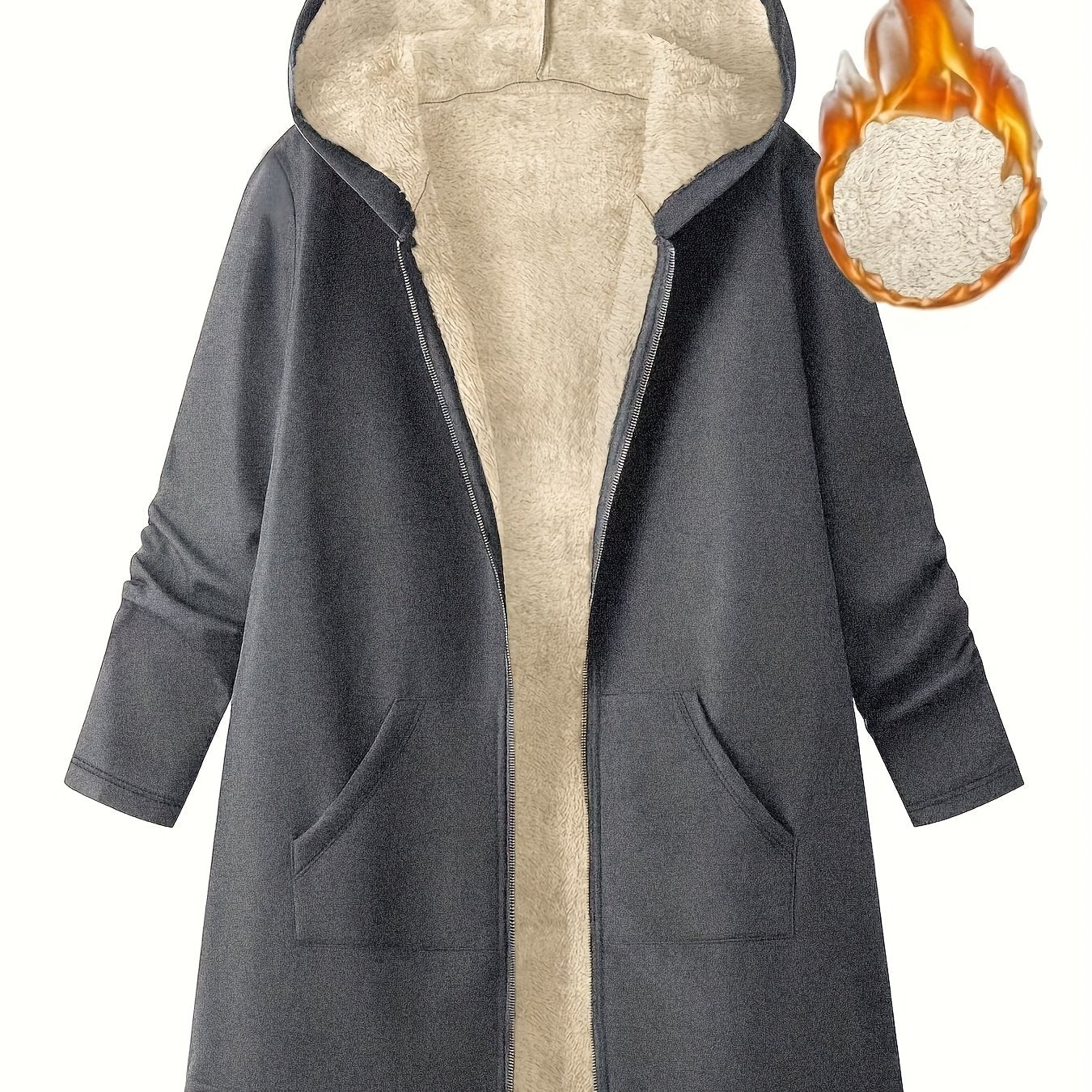 Plus Size Women's Winter Hooded Jacket - Ultra-Warm Plush Coat