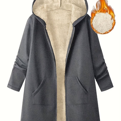 Plus Size Women's Winter Hooded Jacket - Ultra-Warm Plush Coat