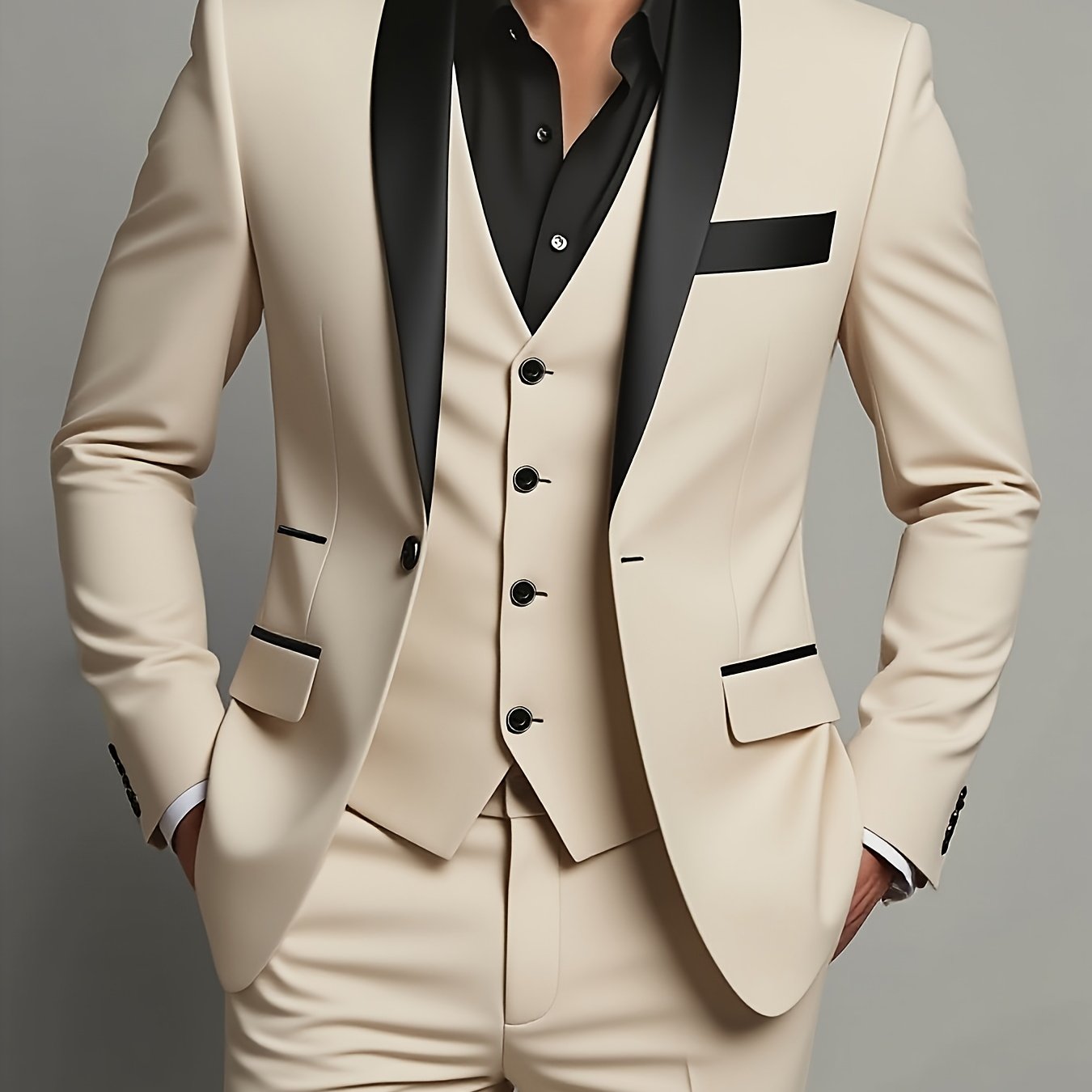 Men's 3pcs Suit Set - Blazer Vest Pants Elegant