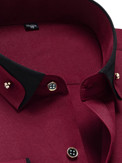 1+1 Men's Double Lapel Long Sleeve Shirt - Fashion Business Casual