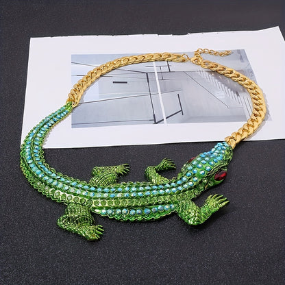Exaggerated Large Crocodile Necklace