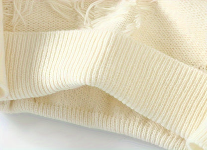 Men's Casual Fringed Pullover Sweater - High Stretch Knit