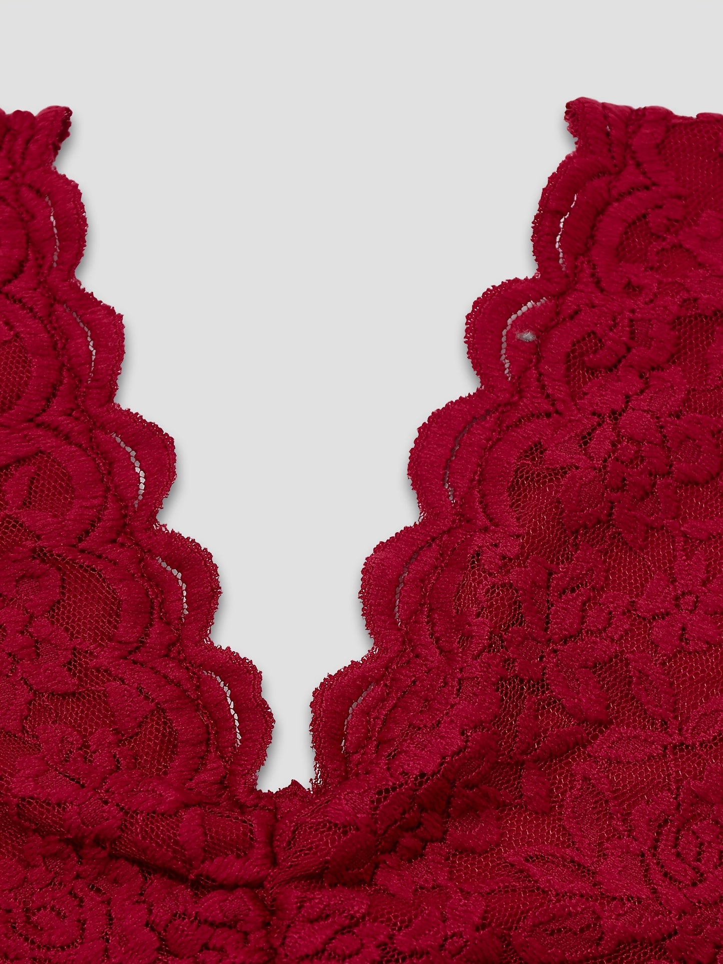 Elegant Burgundy Lace Bodysuit - Long Sleeve Sheer Panel Zipper