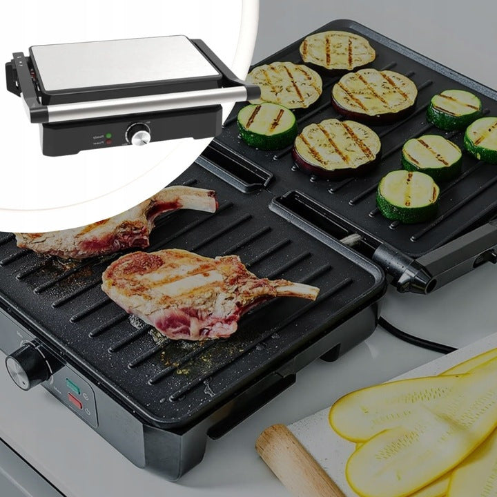 MEMFLOW Electric Panini Grill Toaster 1000W - Foldable Non-Stick