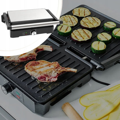 MEMFLOW Electric Panini Grill Toaster 1000W - Foldable Non-Stick