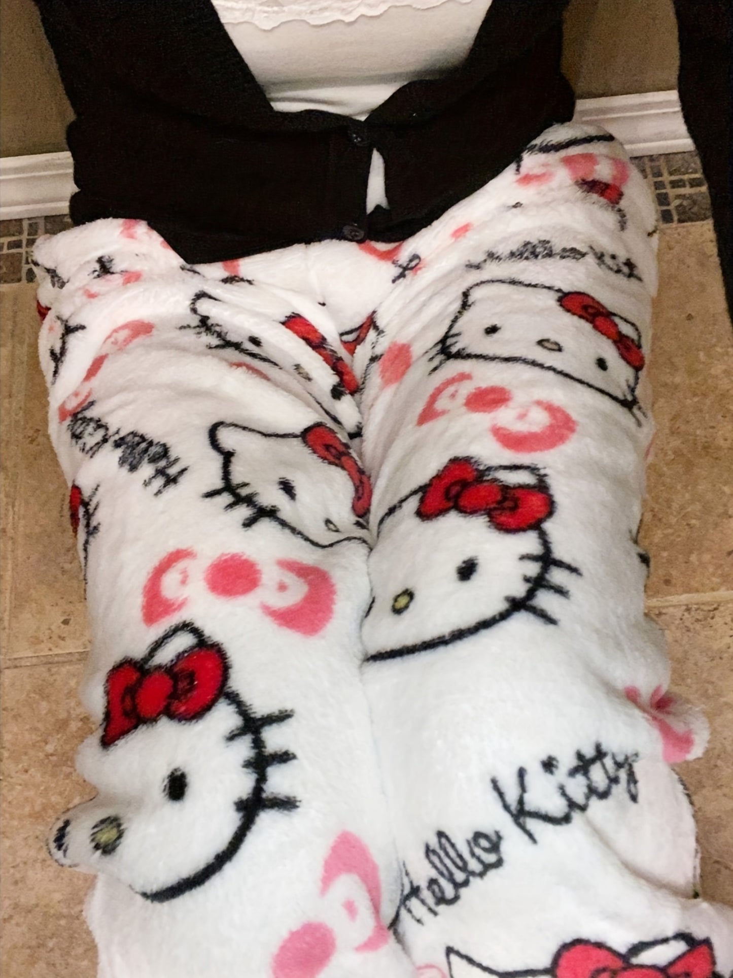 Hello Kitty Women's Flannel Sleep Pants - Thick Warm Winter