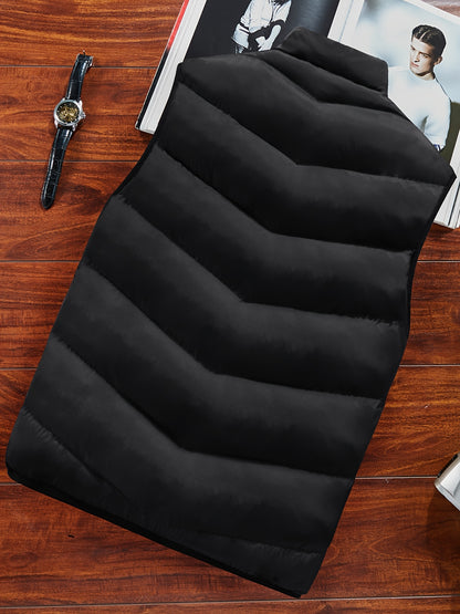 Men's Sleeveless Vest - Warm Zippered Stand Collar