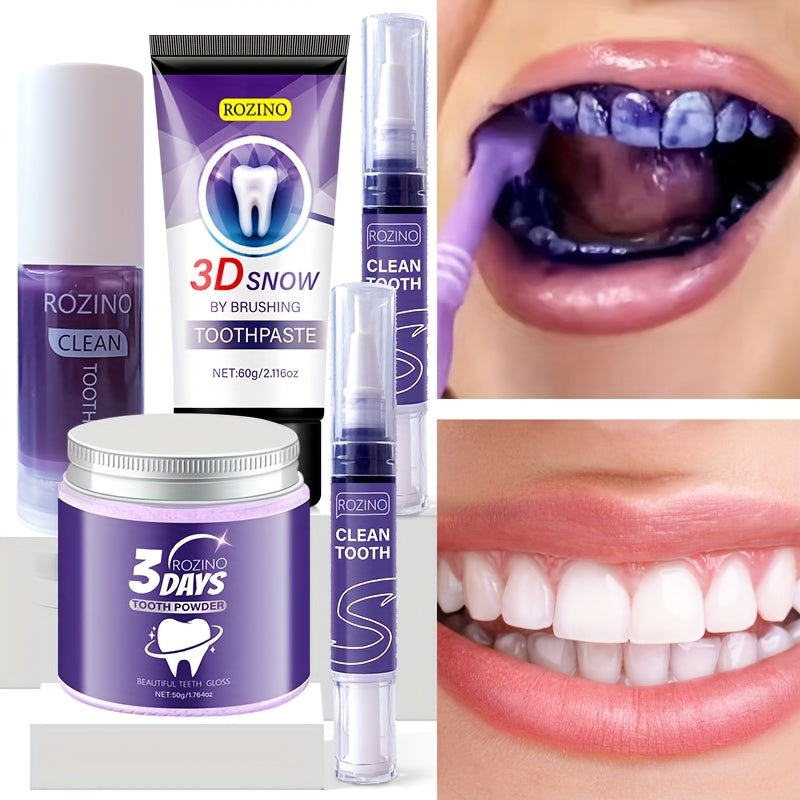 Teeth Whitening Set 5pcs - Toothpaste Powder & Beauty Pencil