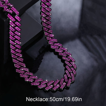 Iced Out Rhinestone Cuban Chain - Men's Hip Hop Necklace/Bracelet