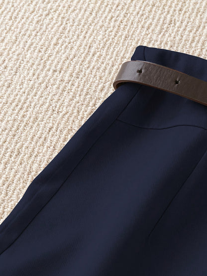 Women's Fashion Solid Color Shorts - Faux Pocket with Belt