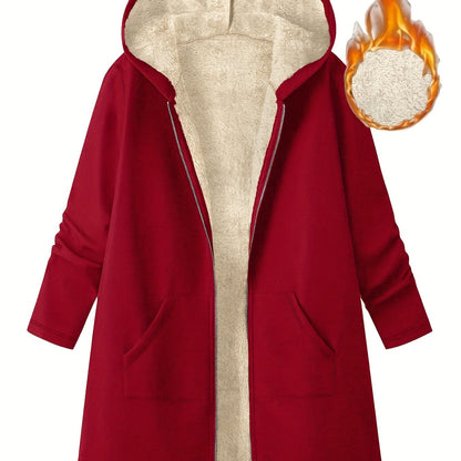 Plus Size Women's Winter Hooded Jacket - Ultra-Warm Plush Coat