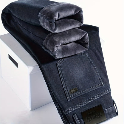 ESDVQ Men's Winter-Thickened Stretch Jeans - Warm Straight-Leg