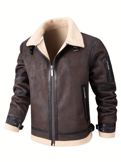 Men's Autumn-Winter Thickened Fleece-Lined Bomber Jacket