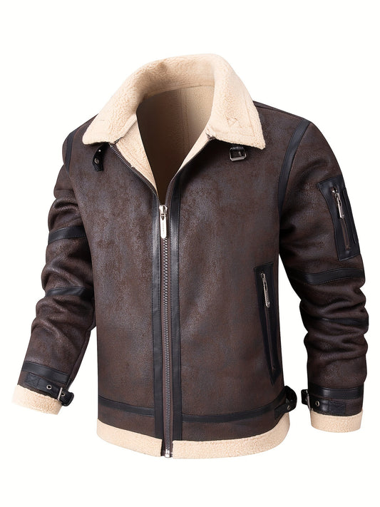 Men's Autumn-Winter Thickened Fleece-Lined Bomber Jacket