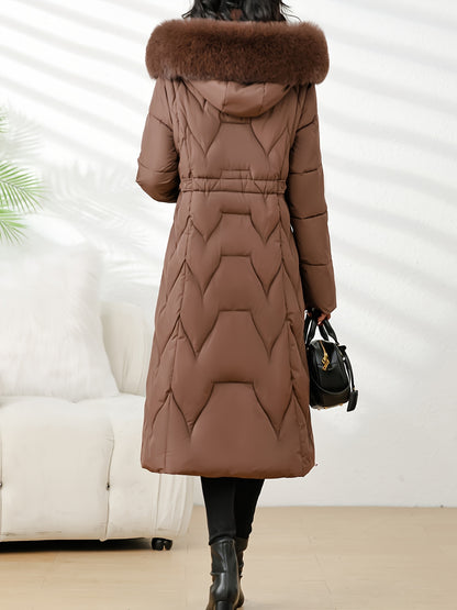 Damenmantel in Übergröße, knielang, neue Wintermode, schmal geschnitten, mit Kapuze und dickem Futter, Winterjacke für Damen in Übergröße, leichte Wintermäntel für Damen mit Taschen, Jacke für Damen in Übergröße