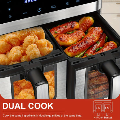 Kehot 9L Dual Door Air Fryer 2400W - 8-in-1 Smart Touchscreen