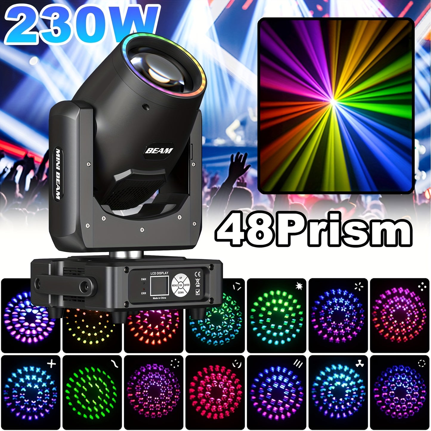 230W 48Prism LED Stage Lighting - Gobo Moving DMX Beam