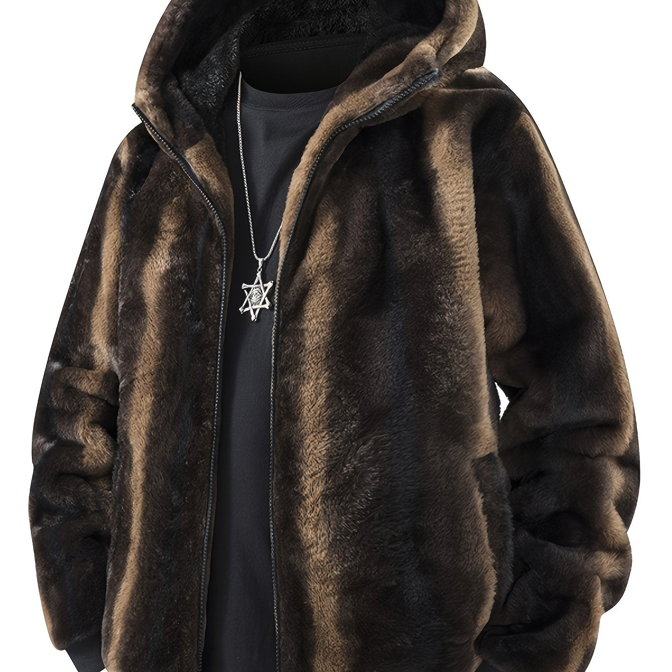 Men's Solid Hooded Jacket - Windproof & Warm