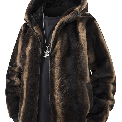 Men's Solid Hooded Jacket - Windproof & Warm