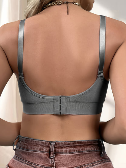 Soutien-gorge d'allaitement de maternité à fermeture côtelée sur le devant avec effet push-up