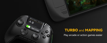 (No Drift) Interactive Screen Wireless Gaming Controller for iOS/for Switch/PC/Android/Steam Deck, Hall Effect Stick & Trigger, RGB Lighting, Remappable Buttons, 1800mAh with Charging Dock-V2 (Black). Notice Not Compatible wi