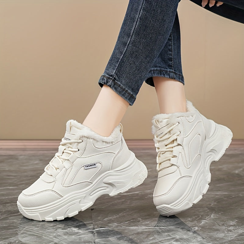 Women's Winter Warm Plush-Lined Mid-Top Sneakers