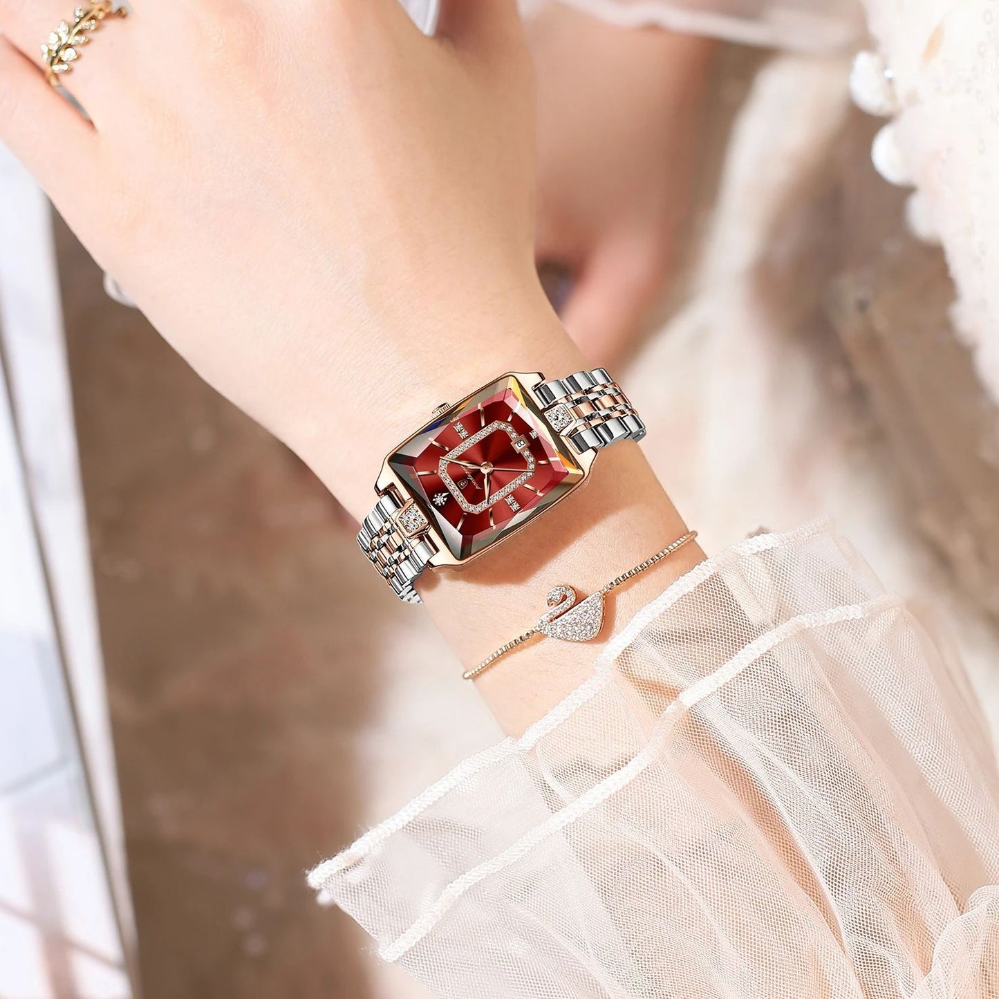 POEDAGAR Women's Luxury Watch - Waterproof Calendar Quartz Steel