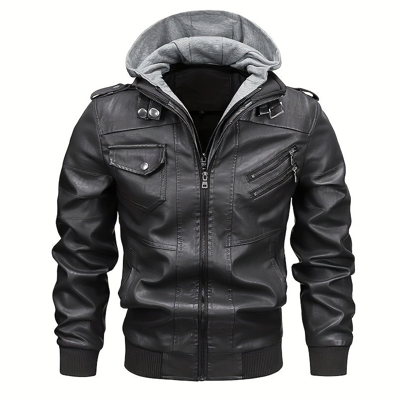 Men's Hooded Jacket - Full-Zip Zippered Pockets Lightweight