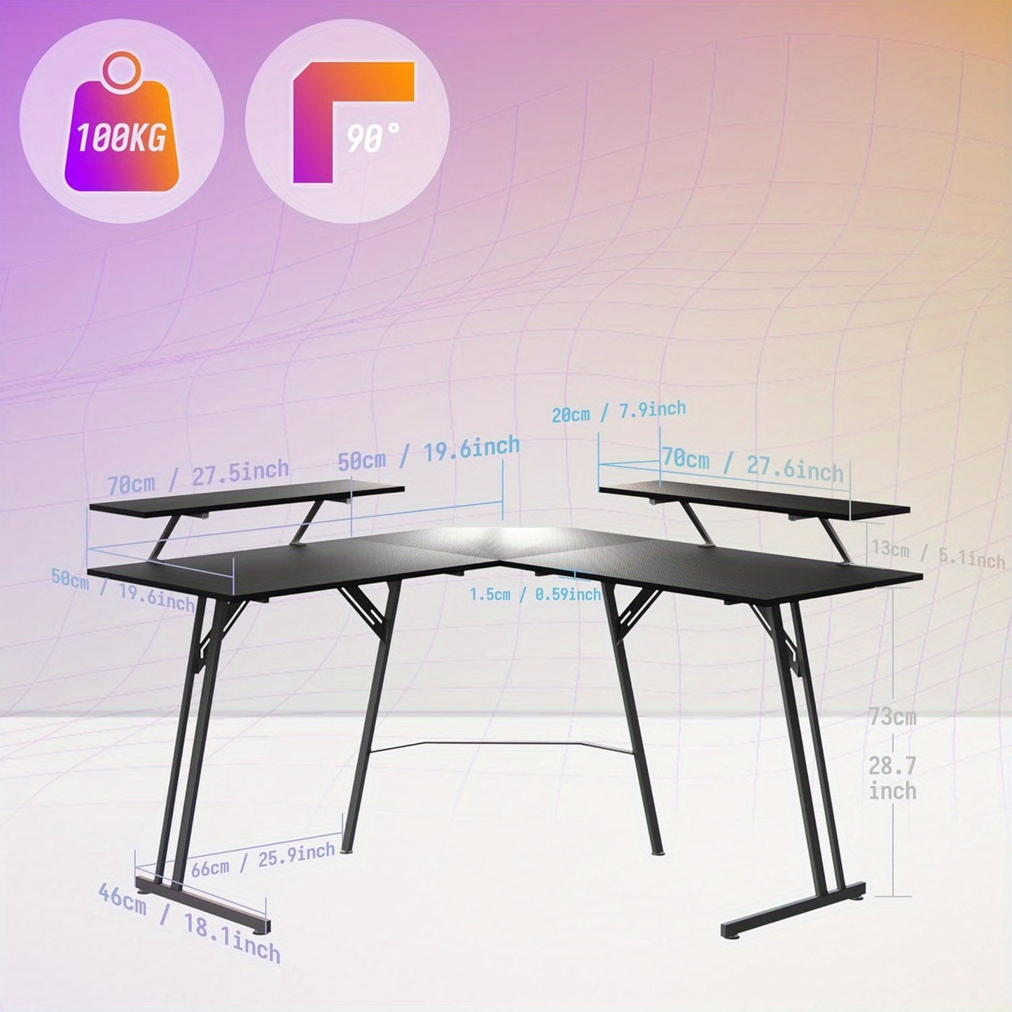L-Shaped Computer Desk 140cm - Gaming & Home Office