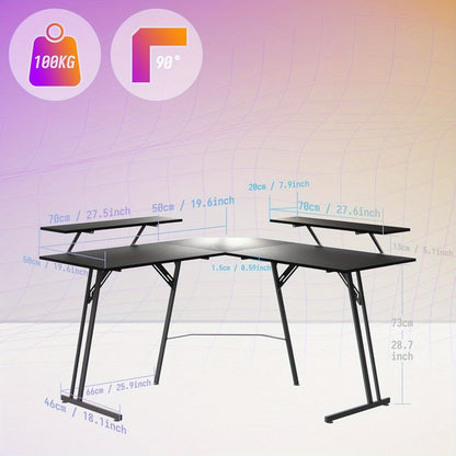 L-Shaped Computer Desk 140cm - Gaming & Home Office