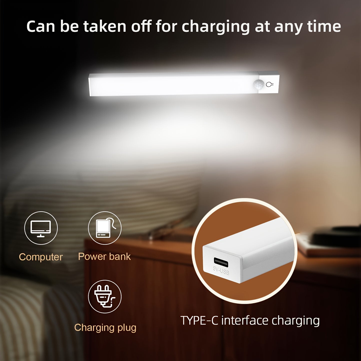 NBBUFF Motion Sensor LED Light - 3 Temps Infinite Dimming USB