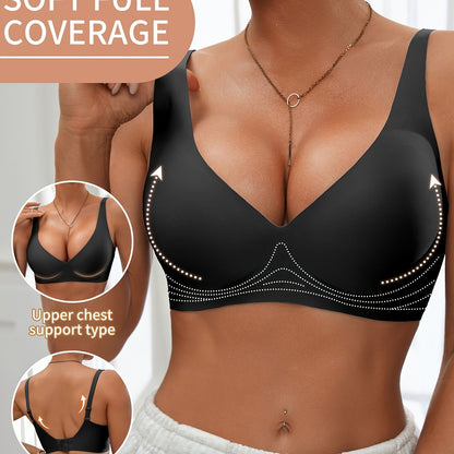 Full-Coverage Push-Up Bra - Wire-Free High Lift Non-Detachable Pad